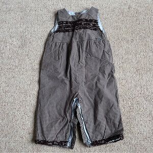 Like New Jacadi Kids Brown Checkered Overalls Size 12m
